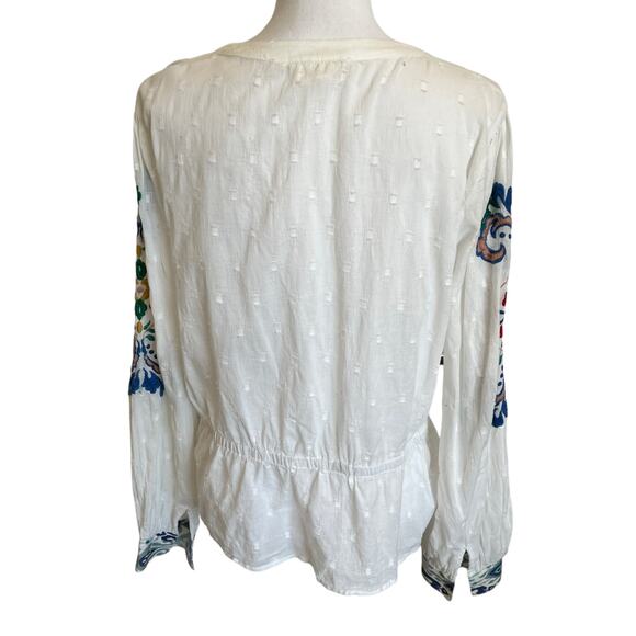 Forever That Girl for Anthropologie Peasant Blouse Shirt Size XL White Cotton - Picture 6 of 12